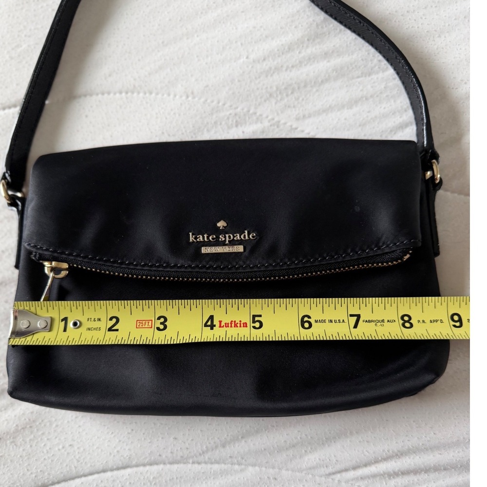 Kate Spade New York Black Nylon Foldover Crossbody Bag Gold Hardware - Picture 7 of 12